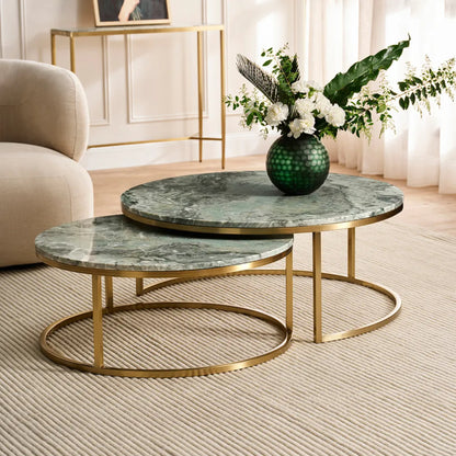 Chloe Dusty Jade Marble Nesting Coffee Table
