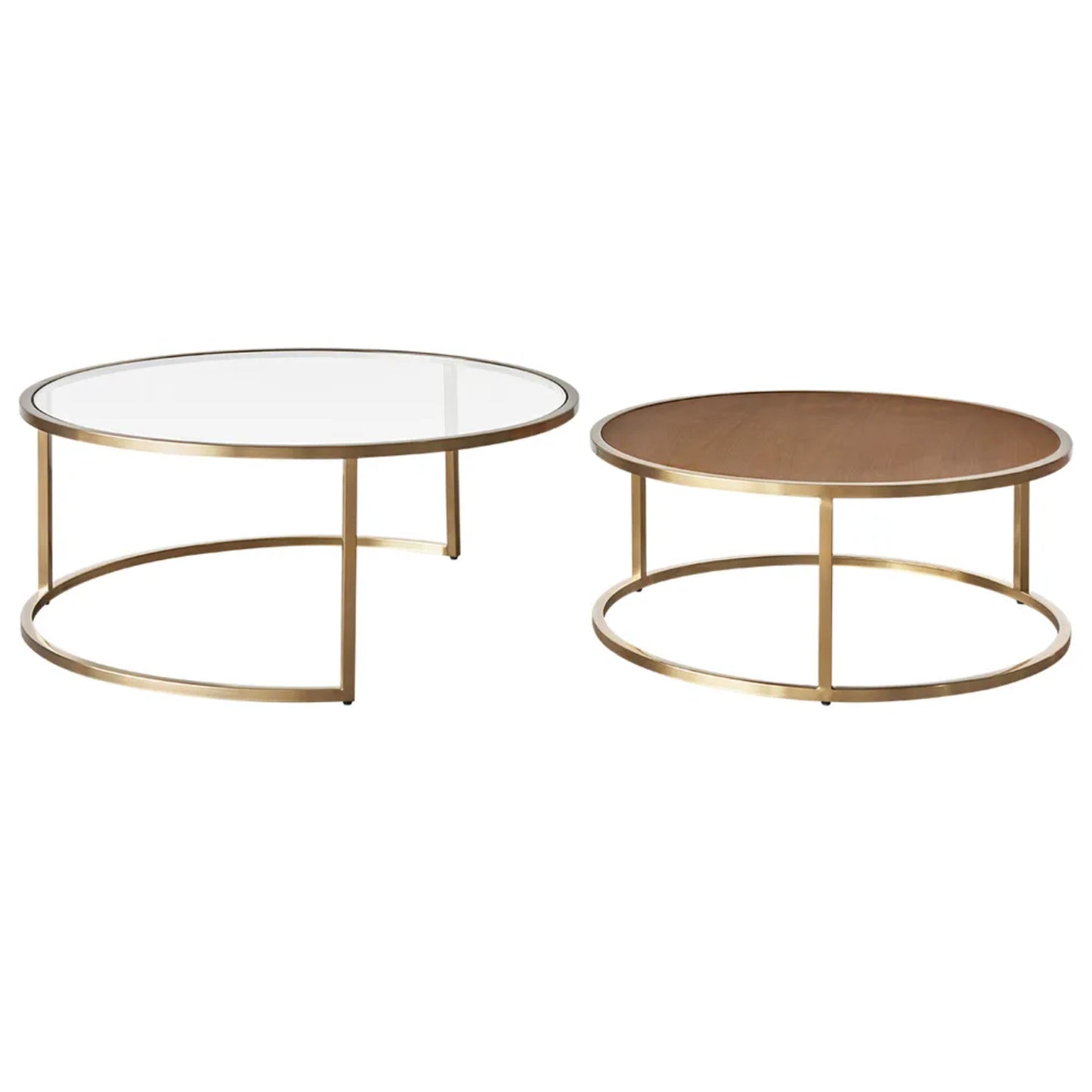 Chloe Glass and Timber Nesting Coffee Table - Gold