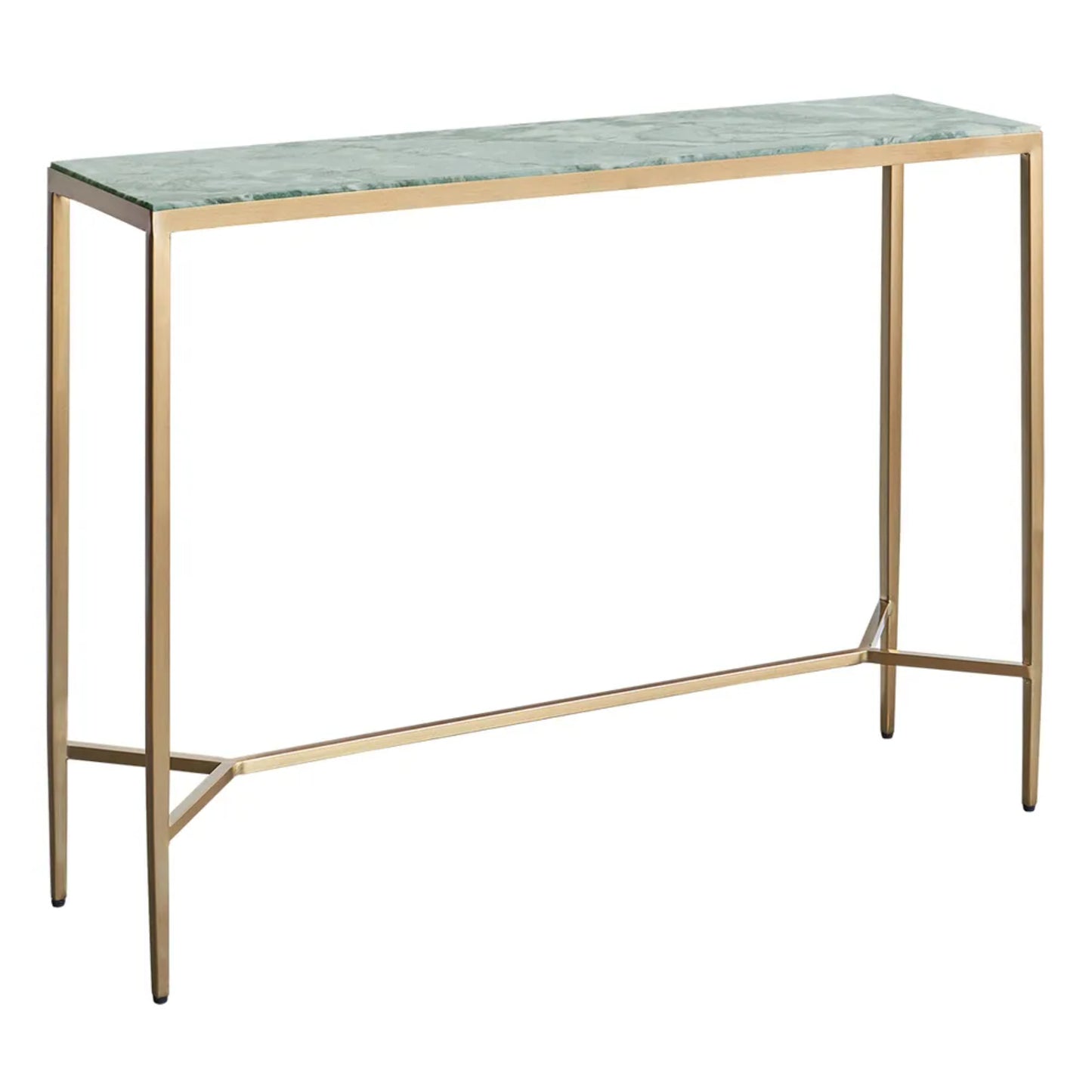 Chloe Large Dusty Jade Marble Console Table - Gold