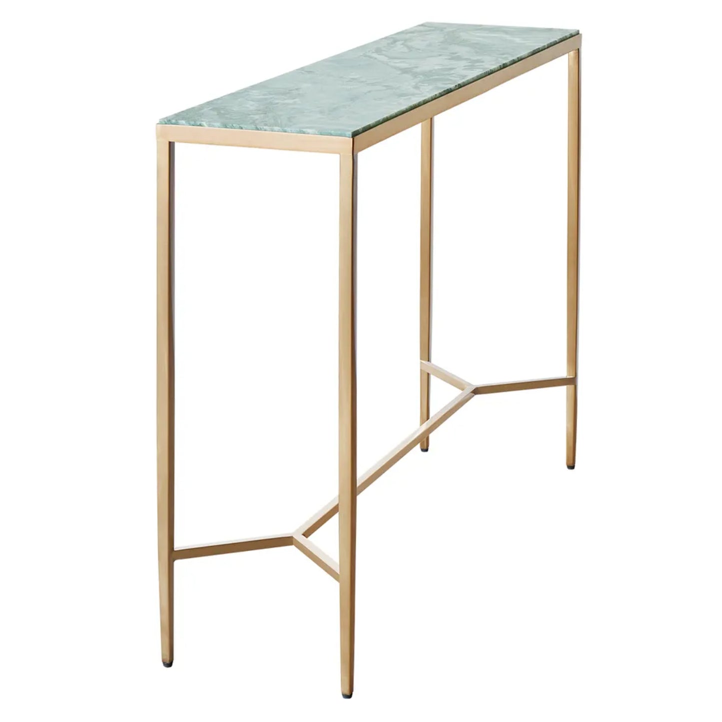 Chloe Large Dusty Jade Marble Console Table - Gold