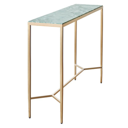 Chloe Large Dusty Jade Marble Console Table - Gold