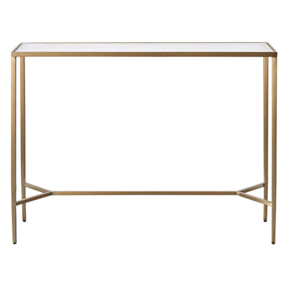 Chloe Large Rippled Glass Console Table - Gold