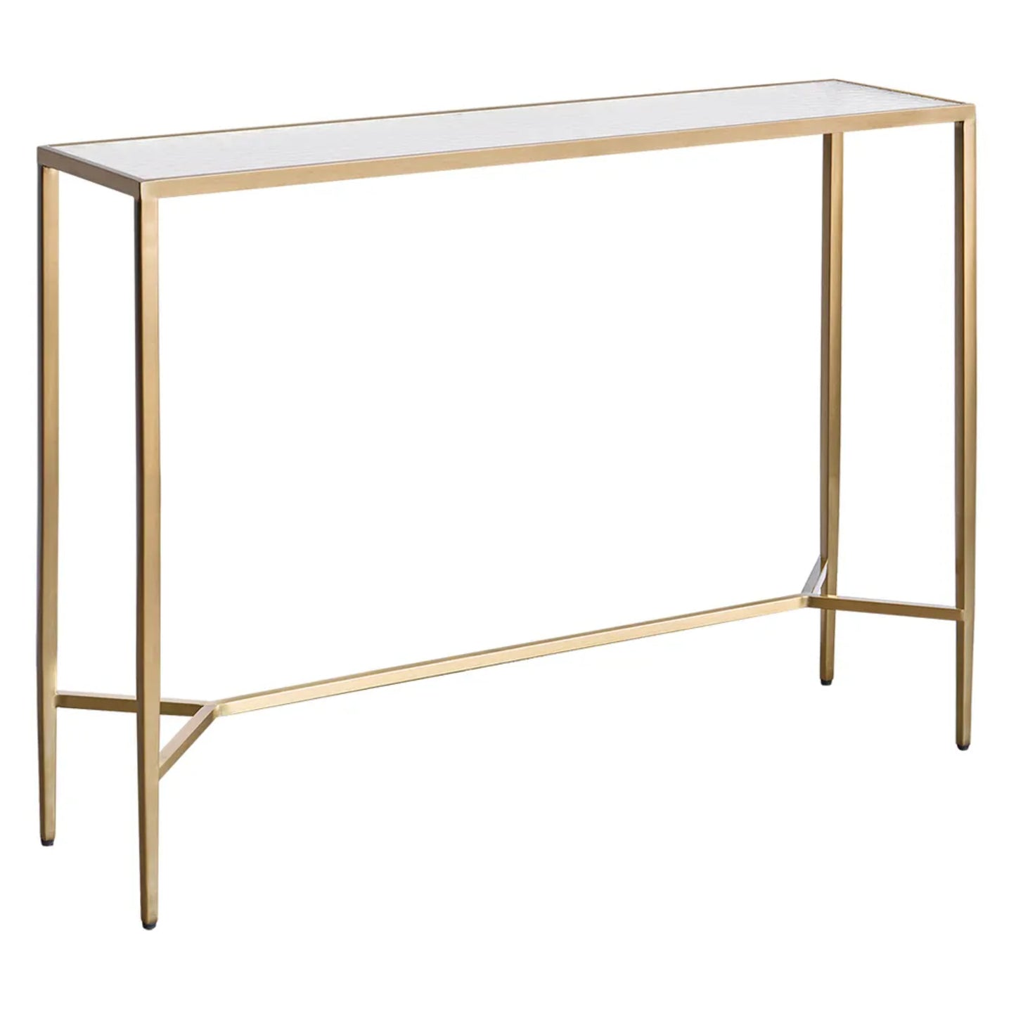 Chloe Large Rippled Glass Console Table - Gold