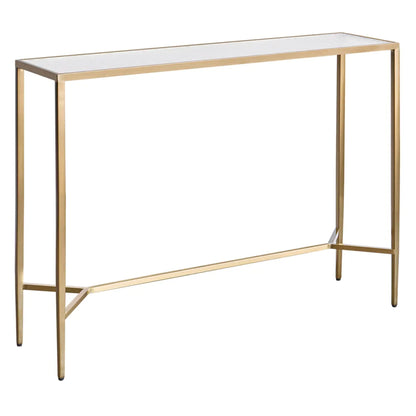 Chloe Large Rippled Glass Console Table - Gold