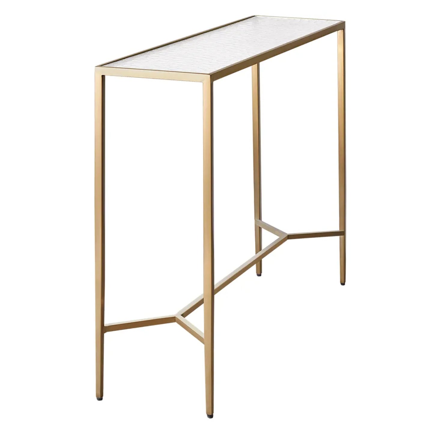 Chloe Large Rippled Glass Console Table - Gold