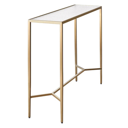 Chloe Large Rippled Glass Console Table - Gold