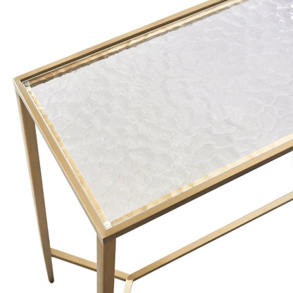 Chloe Large Rippled Glass Console Table - Gold