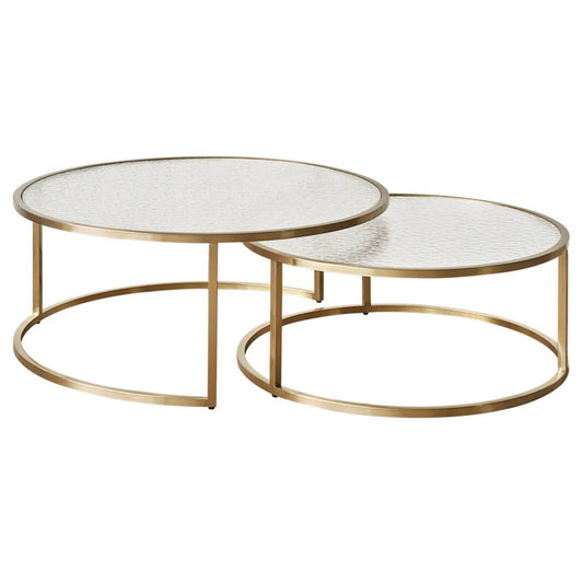 Chloe Rippled Glass Nesting Coffee Table - Gold
