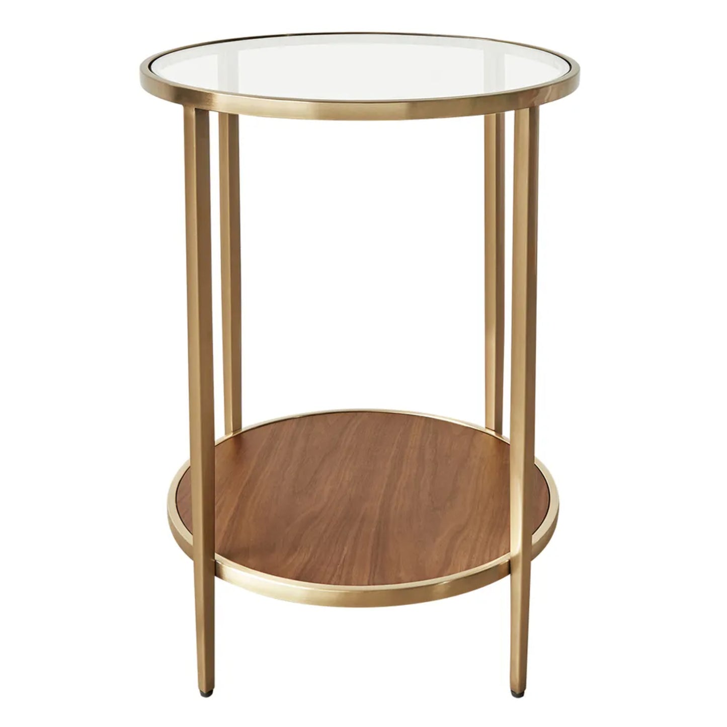 Chloe Round Glass and Timber Side Table
