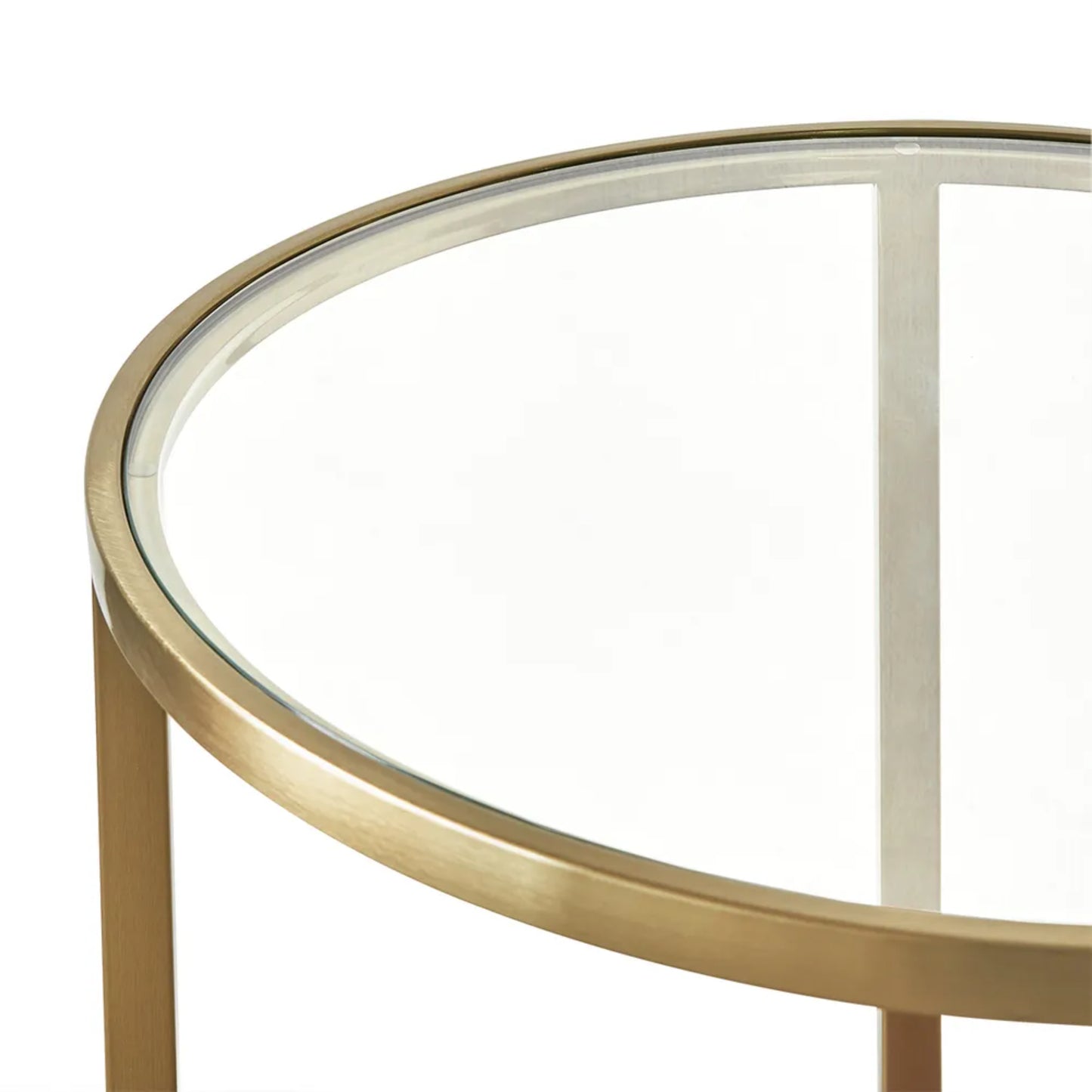 Chloe Round Glass and Timber Side Table