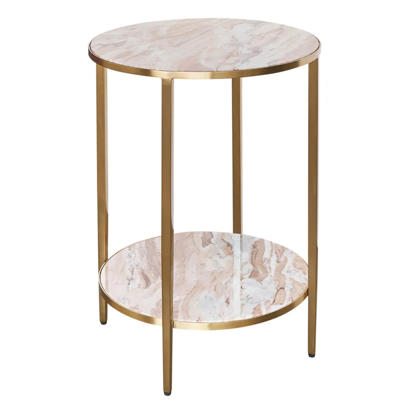 Chloe Round Pink Marble Side Table