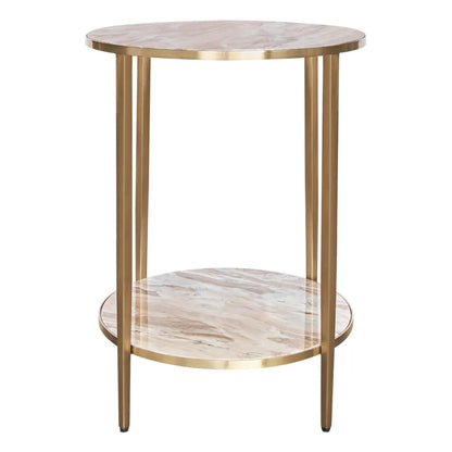 Chloe Round Pink Marble Side Table