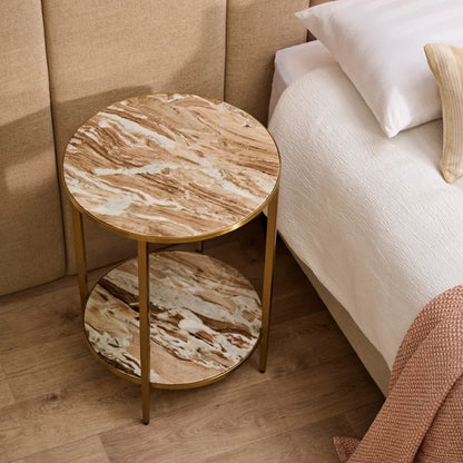 Chloe Round Pink Marble Side Table