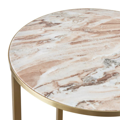 Chloe Round Pink Marble Side Table
