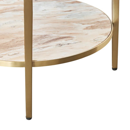 Chloe Round Pink Marble Side Table