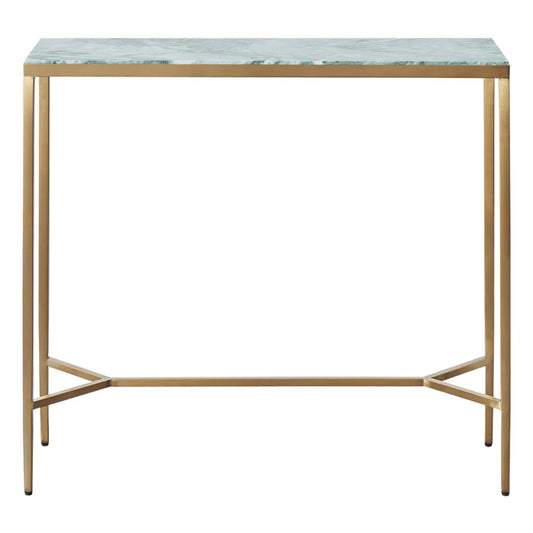Chloe Small Dusty Jade Marble Console Table - Gold