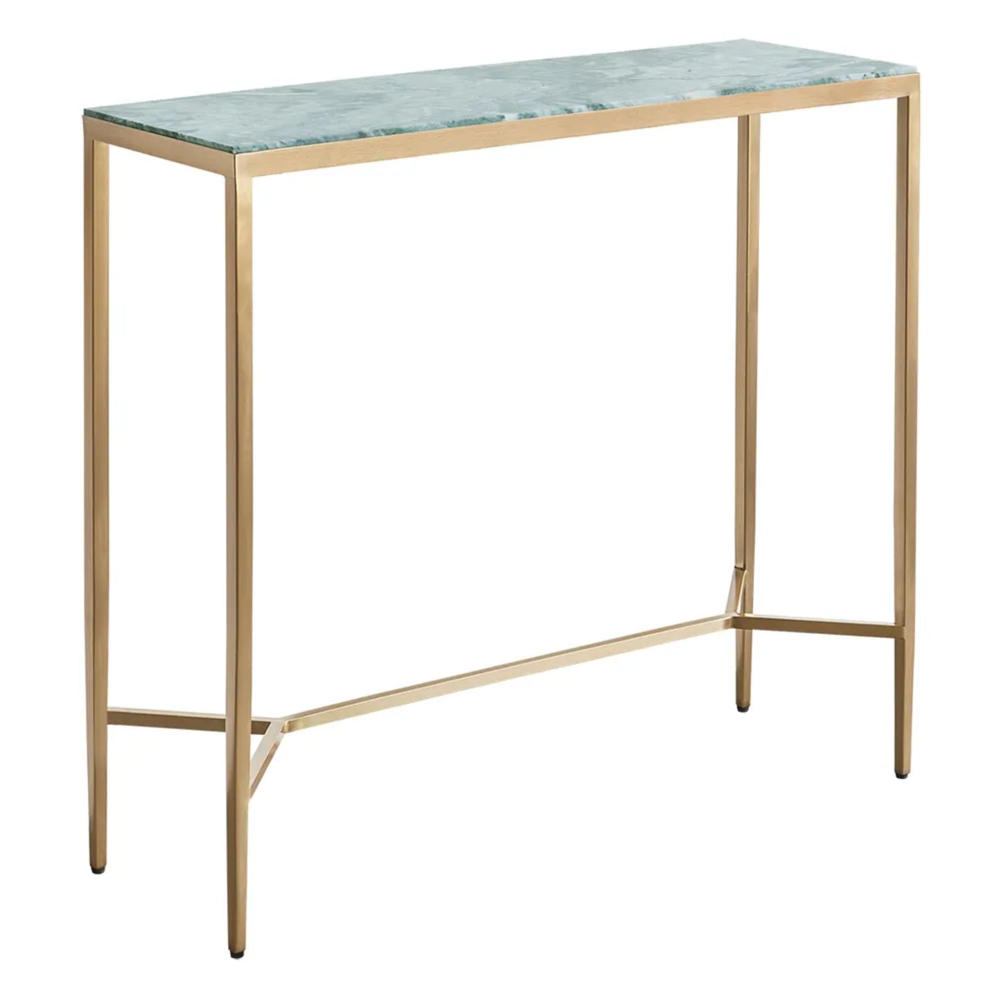 Chloe Small Dusty Jade Marble Console Table - Gold