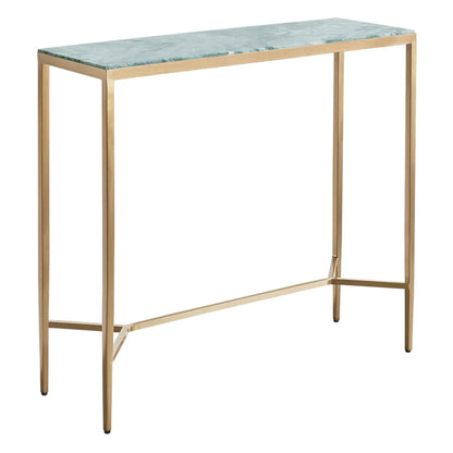 Chloe Small Dusty Jade Marble Console Table - Gold