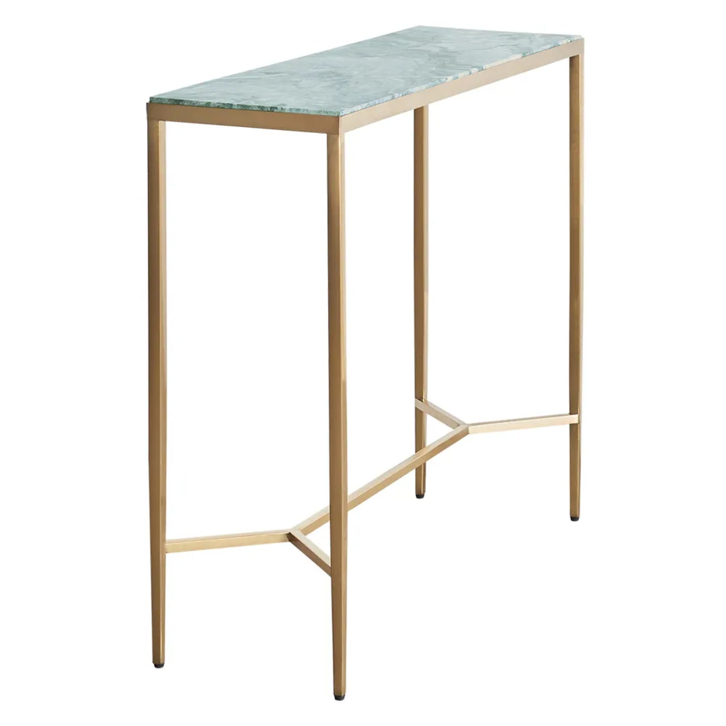 Chloe Small Dusty Jade Marble Console Table - Gold