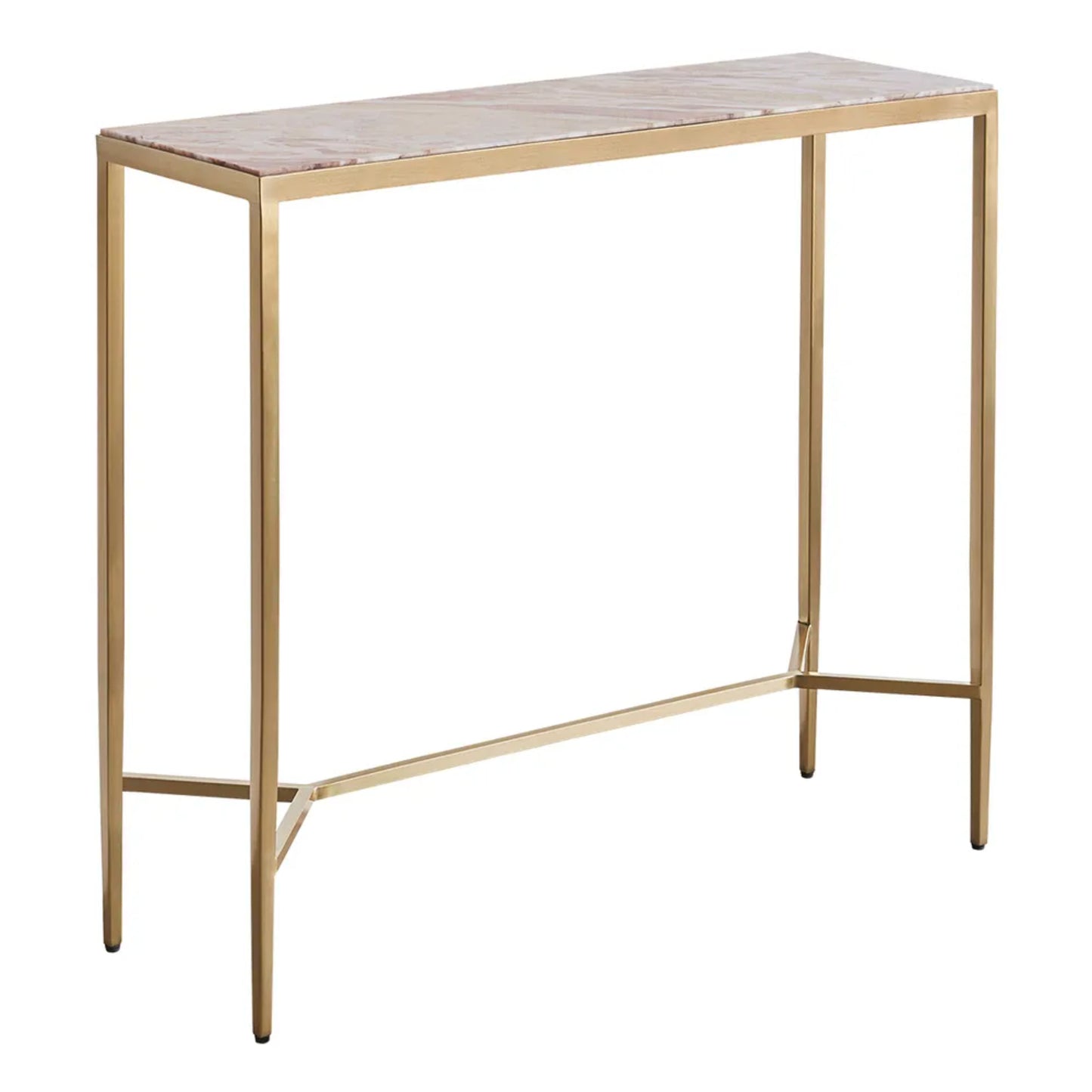 Chloe Small Pink Marble Console Table - Gold