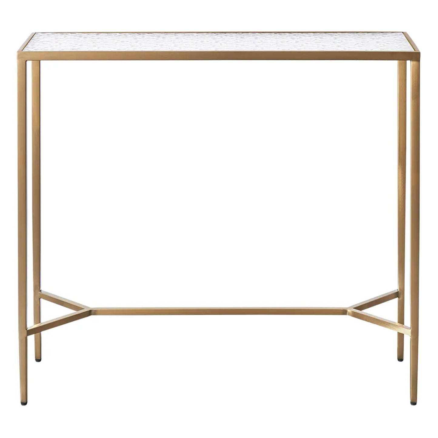 Chloe Small Rippled Glass Console Table - Gold