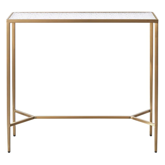 Chloe Small Rippled Glass Console Table - Gold