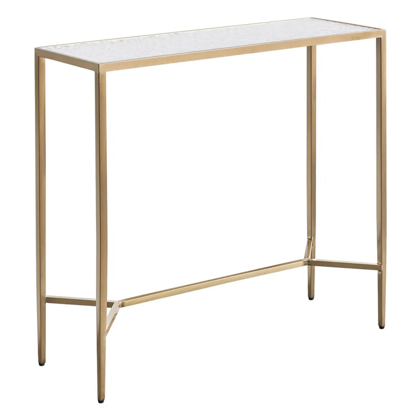 Chloe Small Rippled Glass Console Table - Gold