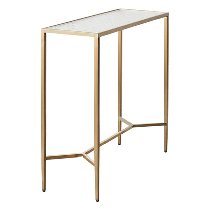 Chloe Small Rippled Glass Console Table - Gold