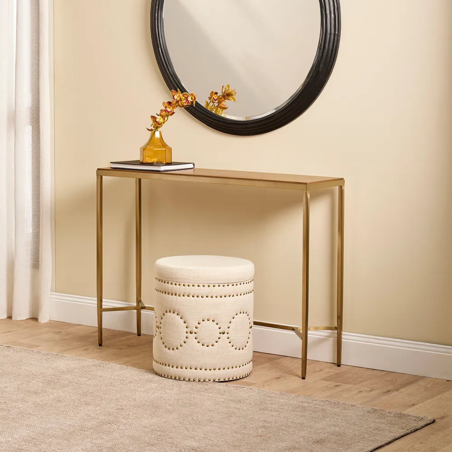Chloe Small Timber Console Table - Gold