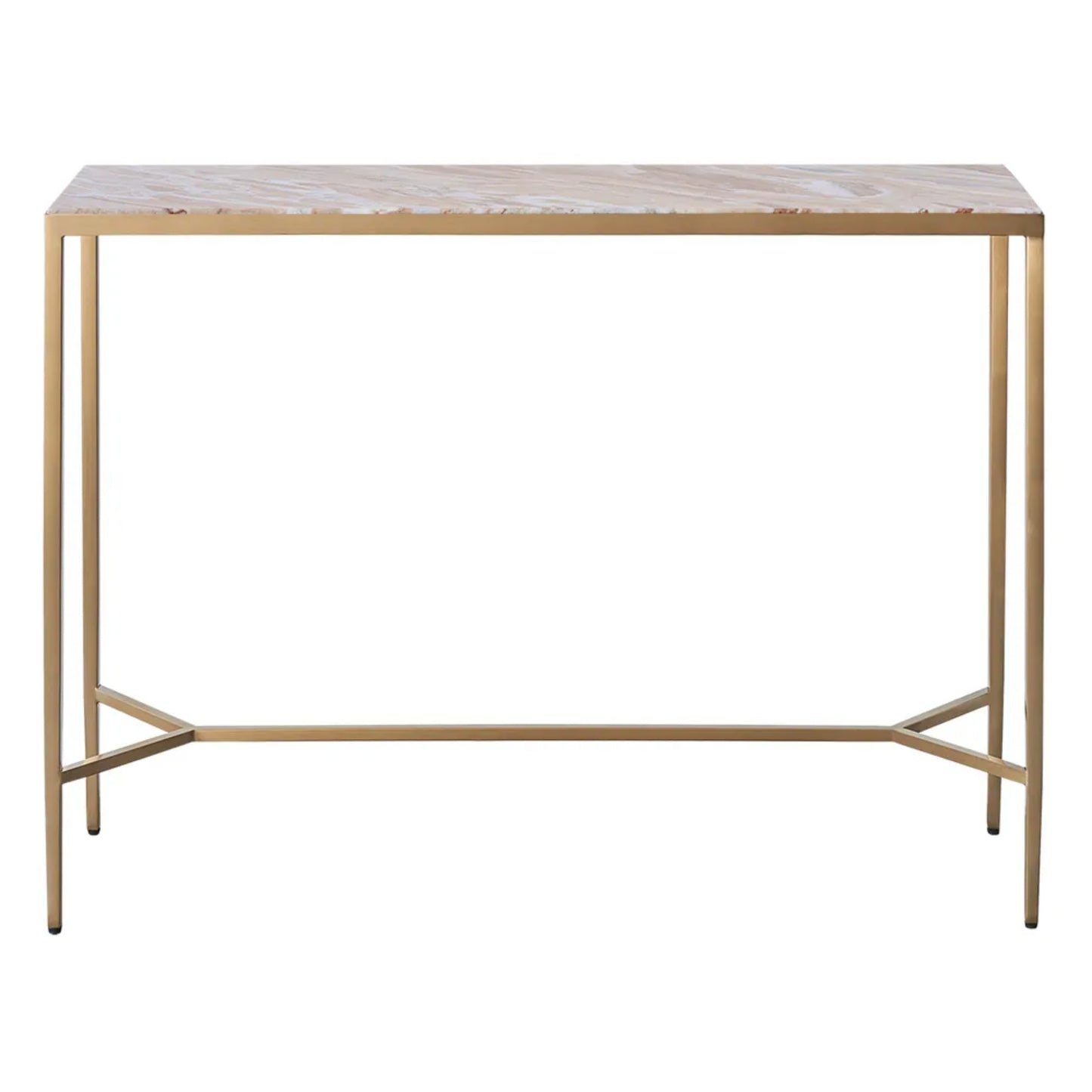 Chloe Large Rippled Glass Console Table - Gold
