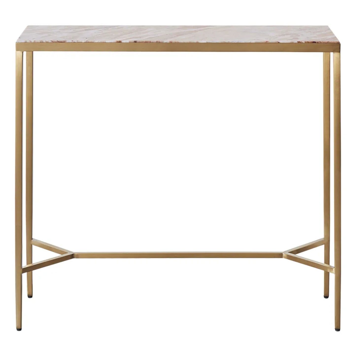 Chloe Large Pink Marble Console Table - Gold