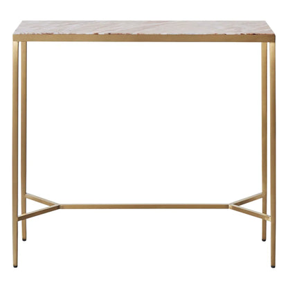 Chloe Large Pink Marble Console Table - Gold