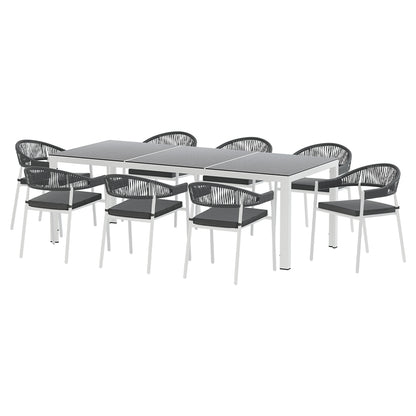 Gardeon 9pc Outdoor Steel Dining Table & Chair Set - White
