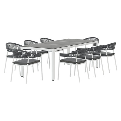 Gardeon 9pc Outdoor Steel Dining Table & Chair Set - White