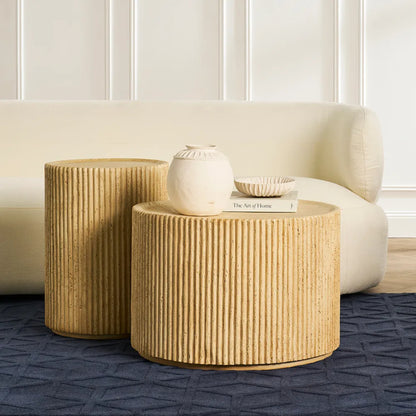 Kos Fluted Stone Side Table