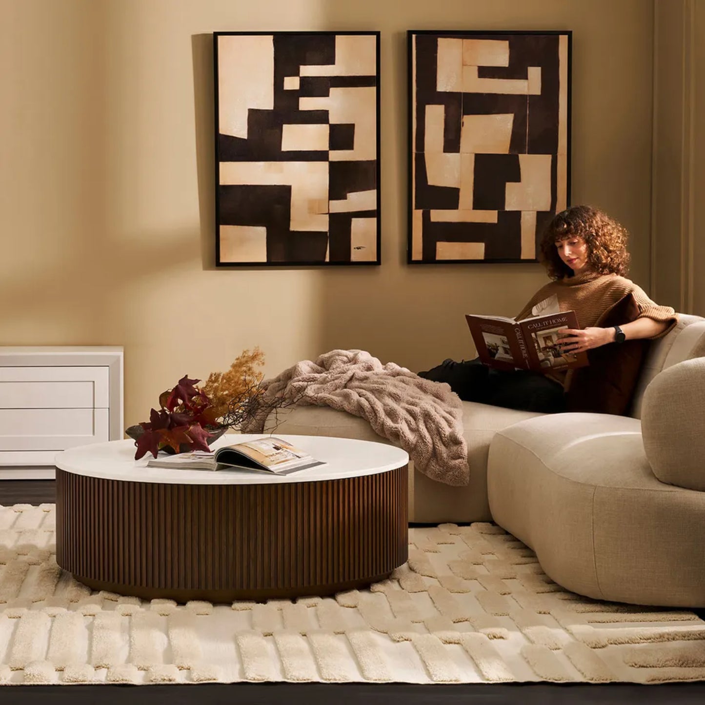 Mason Large Round Marble Top Coffee Table