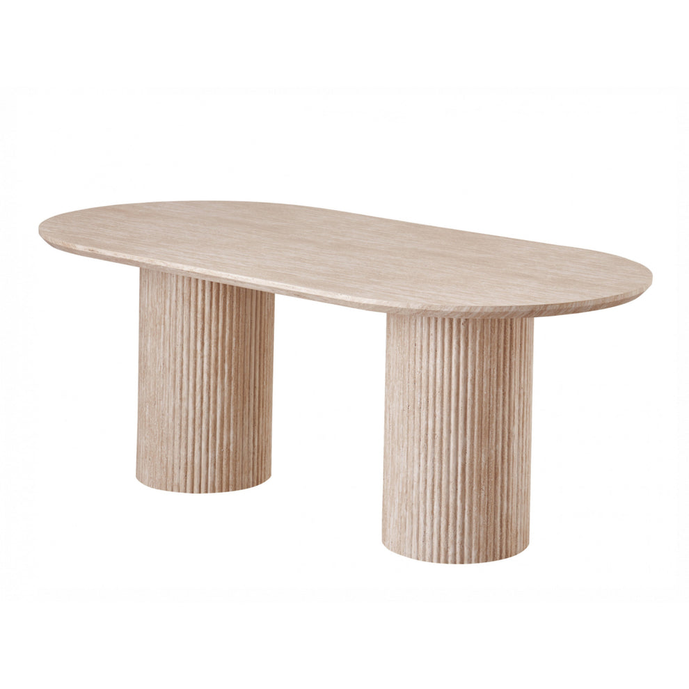 Milos 200cm Limestone Oval Dining Table – Alfresco Collective