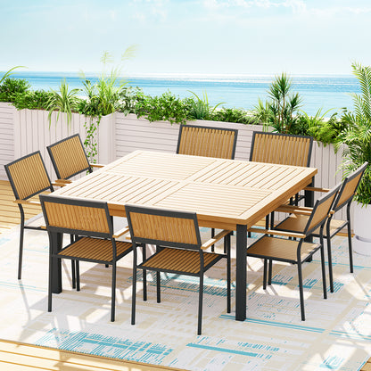 Gardeon 9pc Outdoor Wooden Dining Table & Chair Set