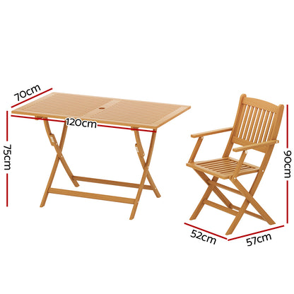 Gardeon 7pc Outdoor Wooden Foldable Dining Table & Chair Set