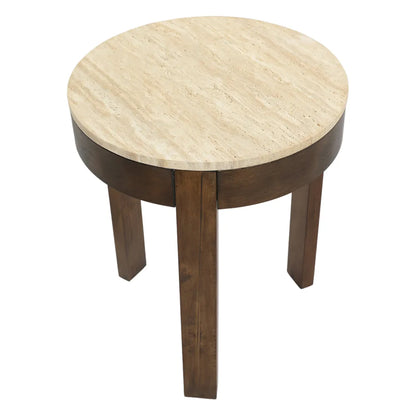 Oliver Large Round Travertine Side Table