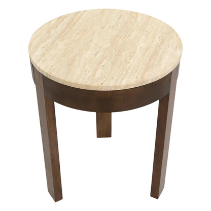 Oliver Large Round Travertine Side Table