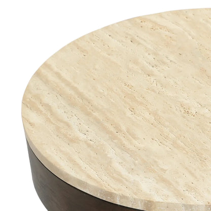 Oliver Large Round Travertine Side Table