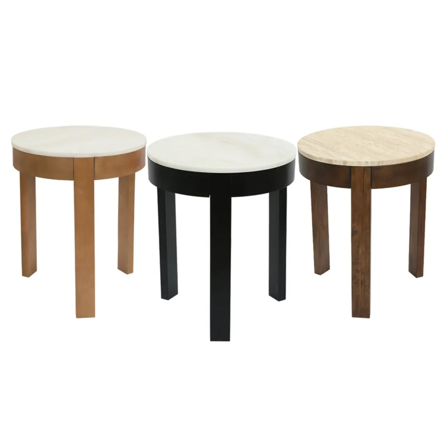 Oliver Large Round Travertine Side Table