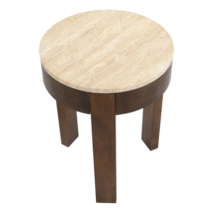Oliver Small Round Travertine Side Table