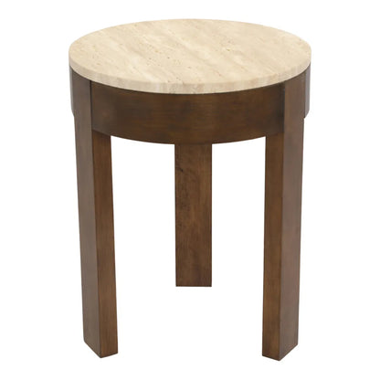 Oliver Small Round Travertine Side Table