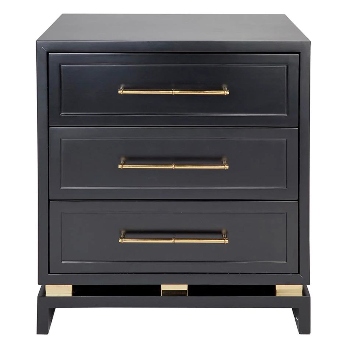 Pearl Large Three Drawer Bedside Table Bedside Table Cafe Lighting & Living Black