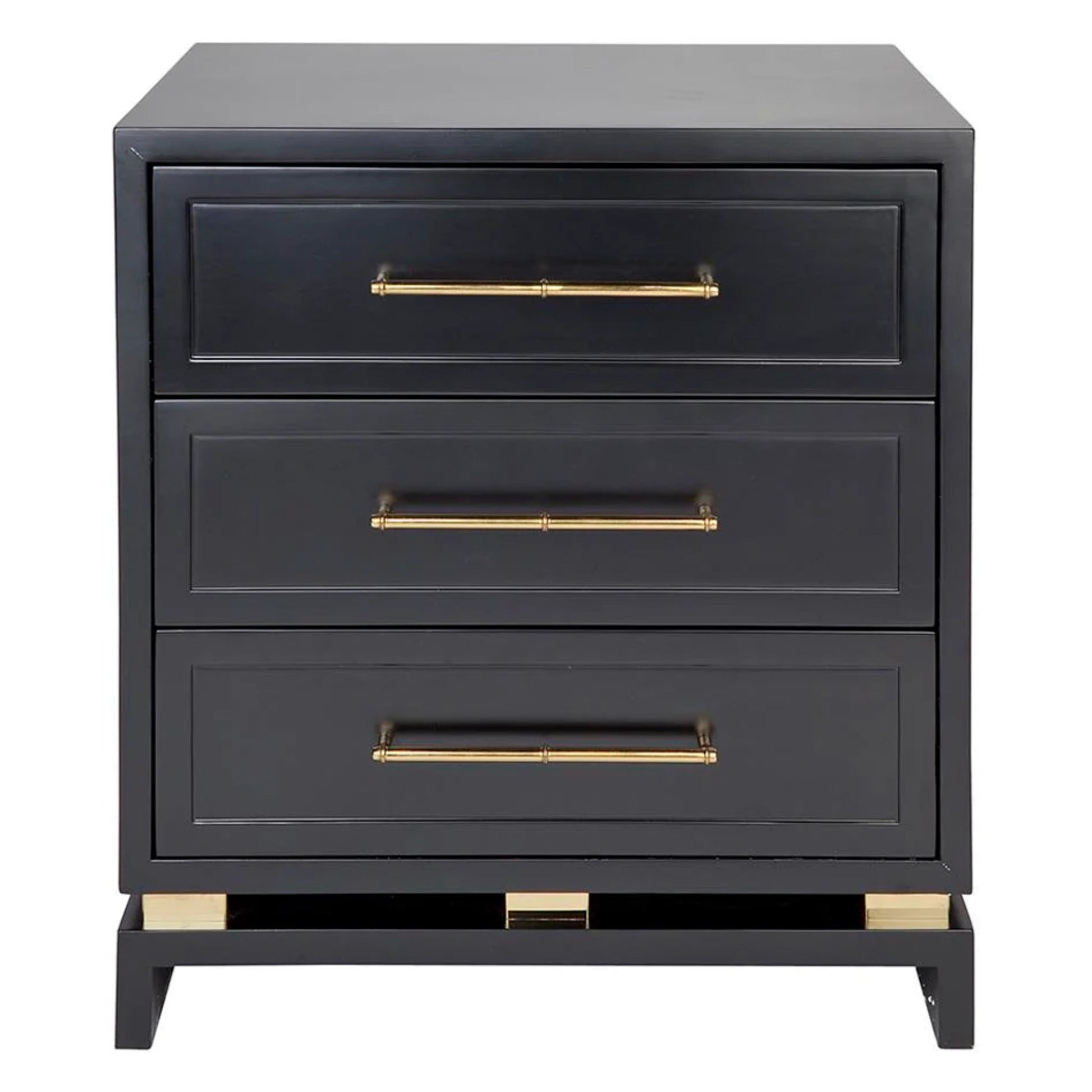 Pearl Large Three Drawer Bedside Table Bedside Table Cafe Lighting & Living Black