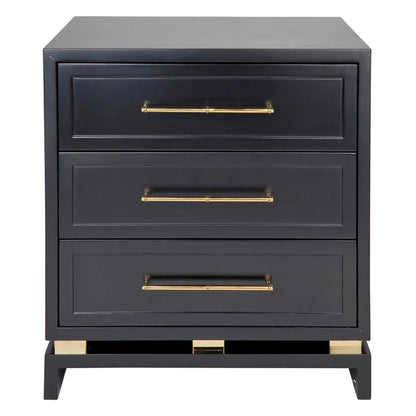 Pearl Large Three Drawer Bedside Table Bedside Table Cafe Lighting & Living Black