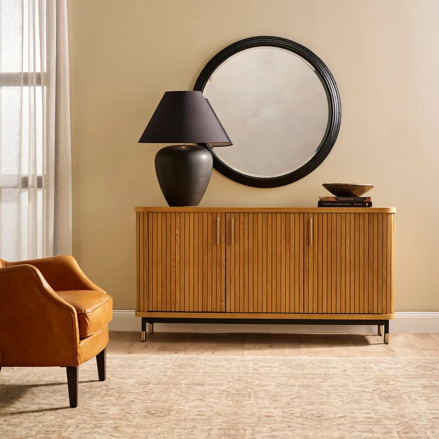 Sophia Fluted Door Wooden Buffet Table