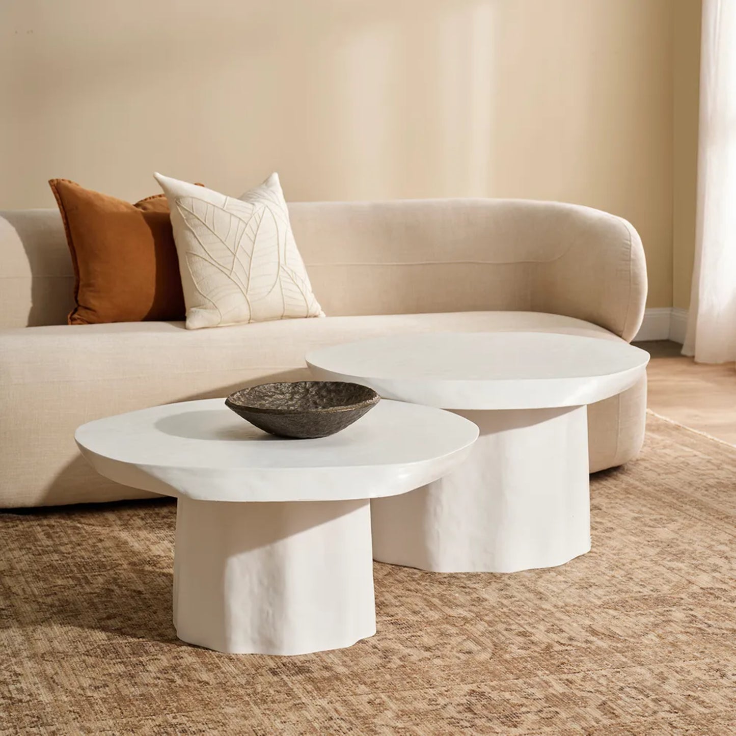Sorrento Large Round Concrete Coffee Table - White